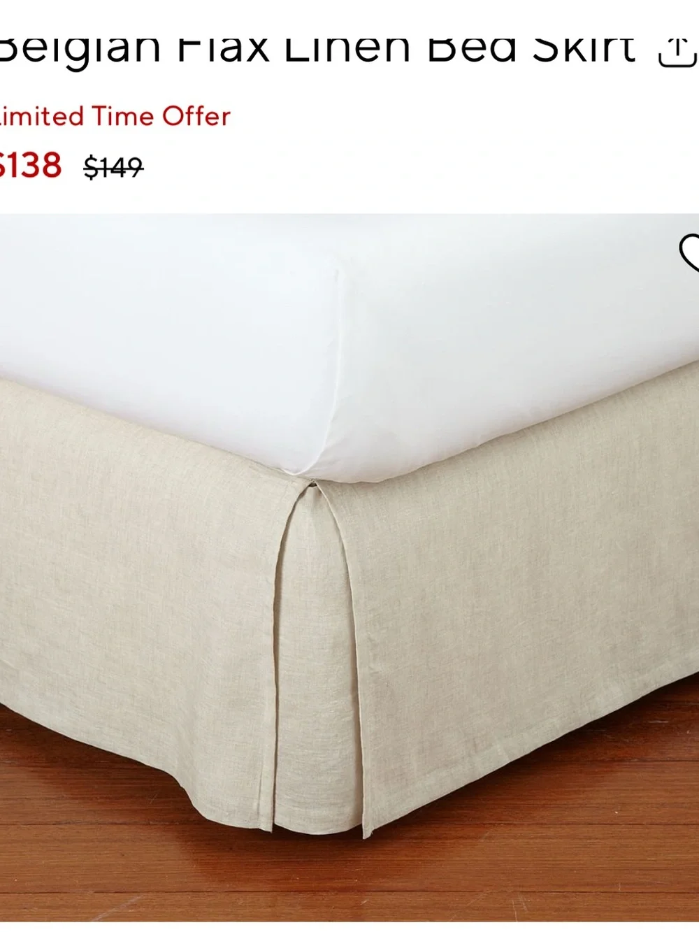 Pottery Barn Ivory Belgian Flax Split Corner Bed Skirt - Excellent 🔥 FINAL SALE